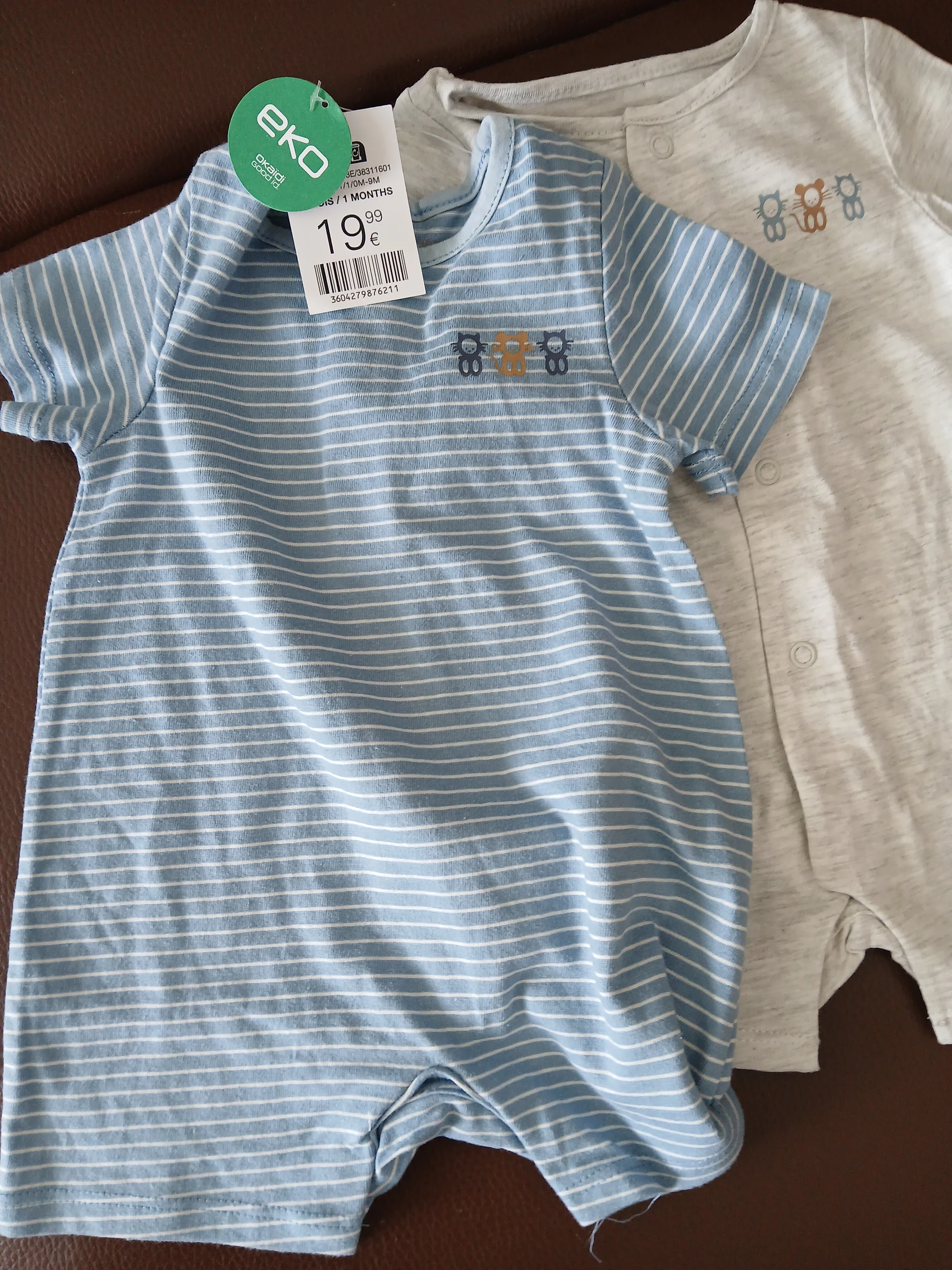 lote de duas macacões combishort para menino okaidi 54 cm 1 mês – photo 4